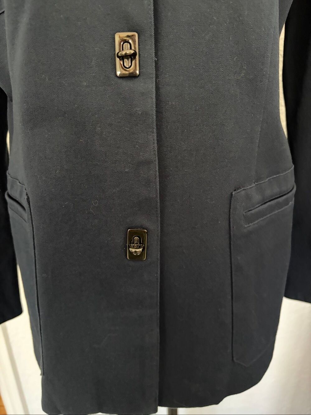 Lauren Ralph Lauren Navy Military Equestrian Jacket Leather Trim Size 10 - Picture 8 of 12